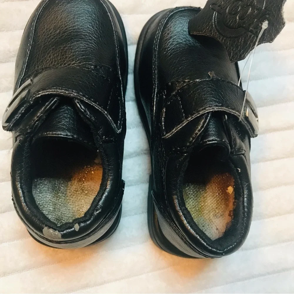 Black Leather Kids School Shoes Dress Shoe Toddler Baby Boys Size 5